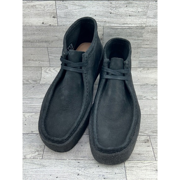 Clarks Wallabee Cup Boot Black Nubuck Leather Ankle Boots Womens Size 8M - Picture 1 of 12